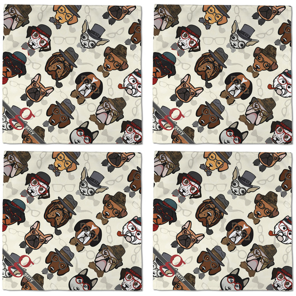 Hipster Dogs Cloth Napkins - Personalized Dinner (APPROVAL) Set of 4