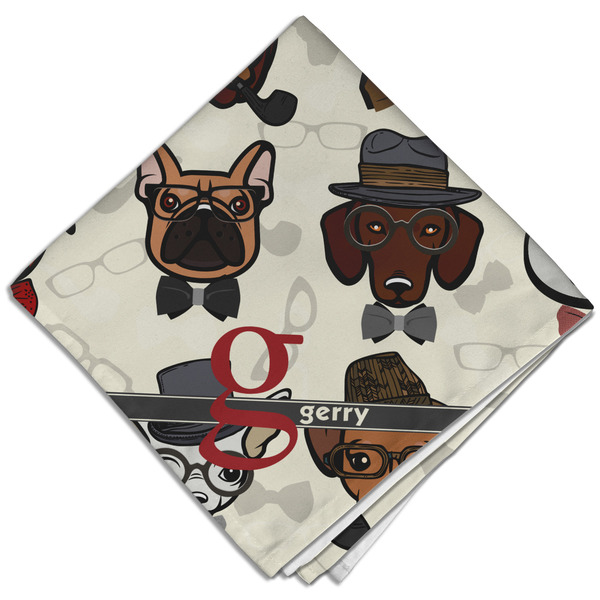 Hipster Dogs Cloth Napkins - Personalized Dinner (Folded Four Corners)