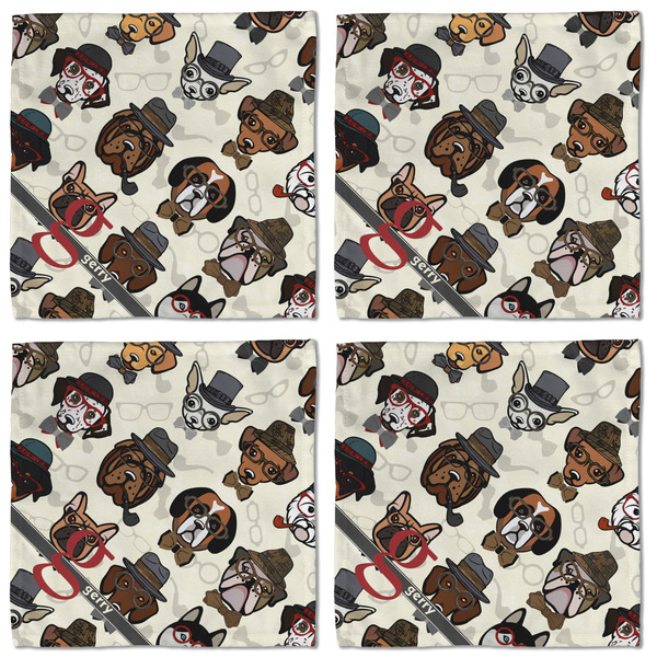 Hipster Dogs Cloth Napkins - Personalized Lunch (APPROVAL) Set of 4