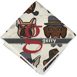 Hipster Dogs Cloth Cocktail Napkin - Single w/ Name and Initial