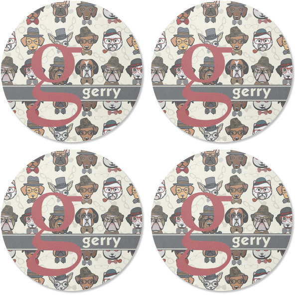 Hipster Dogs Coaster Round Rubber Back - Apvl