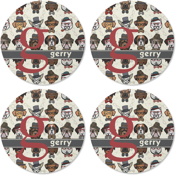 Hipster Dogs Coaster Round Rubber Back - Apvl