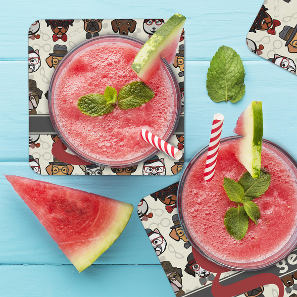 Hipster Dogs Coaster Set - LIFESTYLE