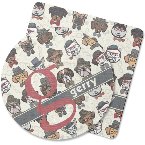 Custom Hipster Dogs Rubber Backed Coaster (Personalized)