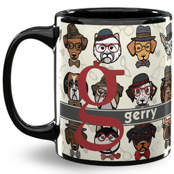 Hipster Dogs 11 Oz Coffee Mug - Black (Personalized)