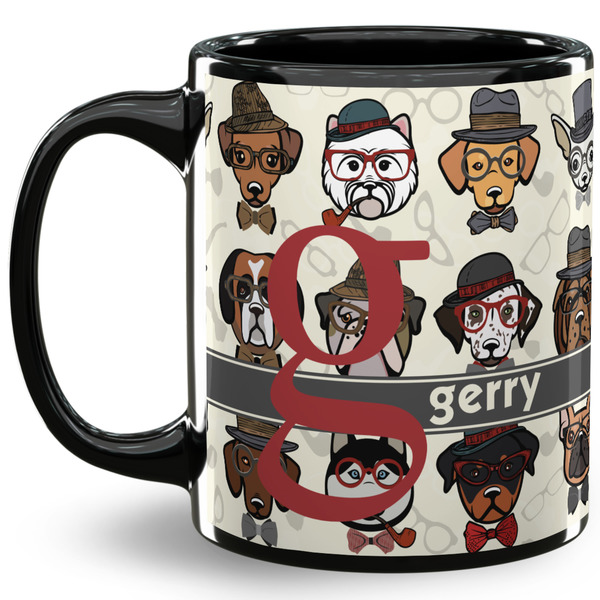 Custom Hipster Dogs 11 Oz Coffee Mug - Black (Personalized)