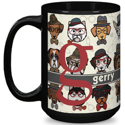 Hipster Dogs 15 Oz Coffee Mug - Black (Personalized)