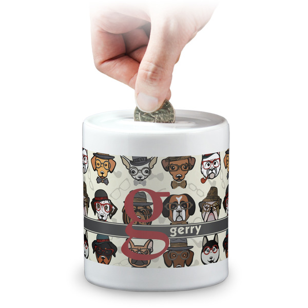 Custom Hipster Dogs Coin Bank (Personalized)