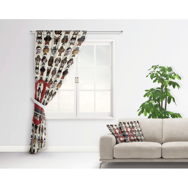 Hipster Dogs Curtain With Window and Rod - in Room Matching Pillow
