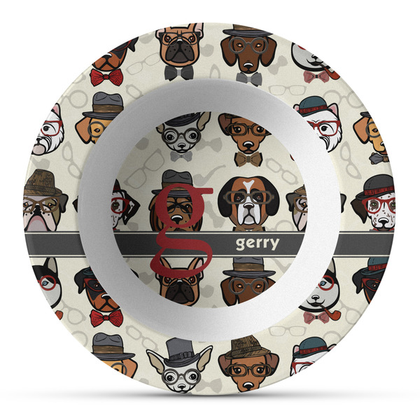 Custom Hipster Dogs Plastic Bowl - Microwave Safe - Composite Polymer (Personalized)