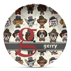 Hipster Dogs Microwave Safe Plastic Plate - Composite Polymer (Personalized)