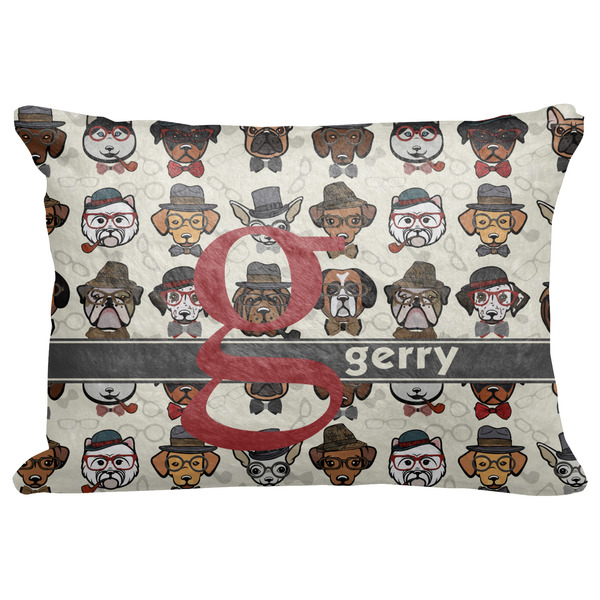 Custom Hipster Dogs Decorative Baby Pillowcase - 16"x12" w/ Name and Initial