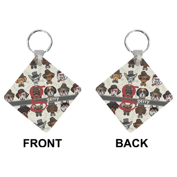 Hipster Dogs Diamond Keychain (Front + Back)