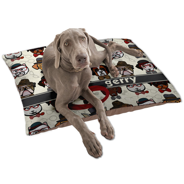 Custom Hipster Dogs Dog Bed - Large w/ Name and Initial