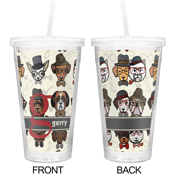 Hipster Dogs Double Wall Tumbler with Straw - Approval