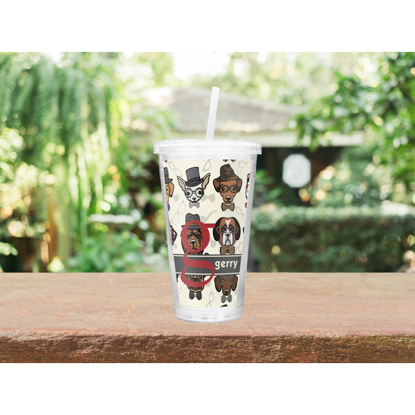 Hipster Dogs Double Wall Tumbler with Straw Lifestyle
