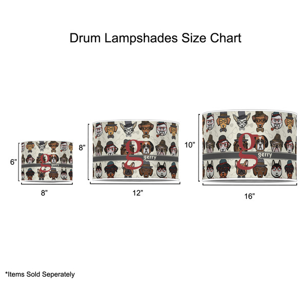 Hipster Dogs Drum Lampshades - Sizing Chart