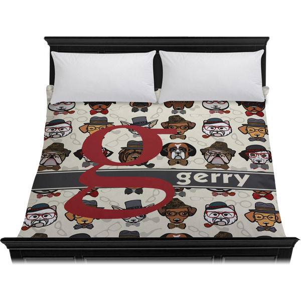 Hipster Dogs Duvet Cover - King - On Bed - No Prop