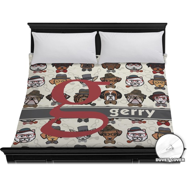 Custom Hipster Dogs Duvet Cover - King (Personalized)