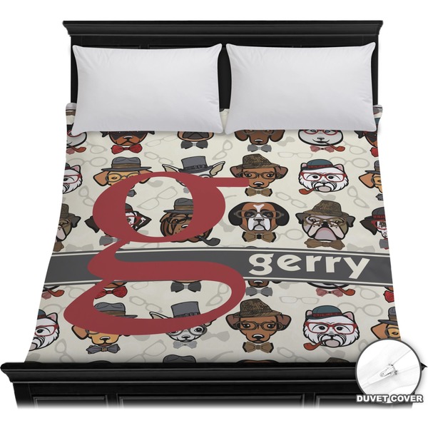 Custom Hipster Dogs Duvet Cover - Full / Queen (Personalized)