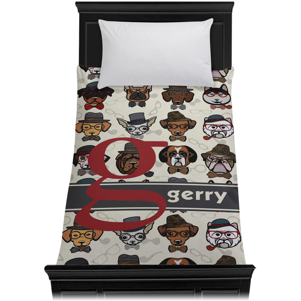 Hipster Dogs Duvet Cover - Twin - On Bed - No Prop