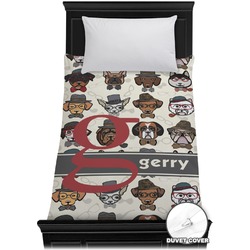 Hipster Dogs Duvet Cover - Twin (Personalized)