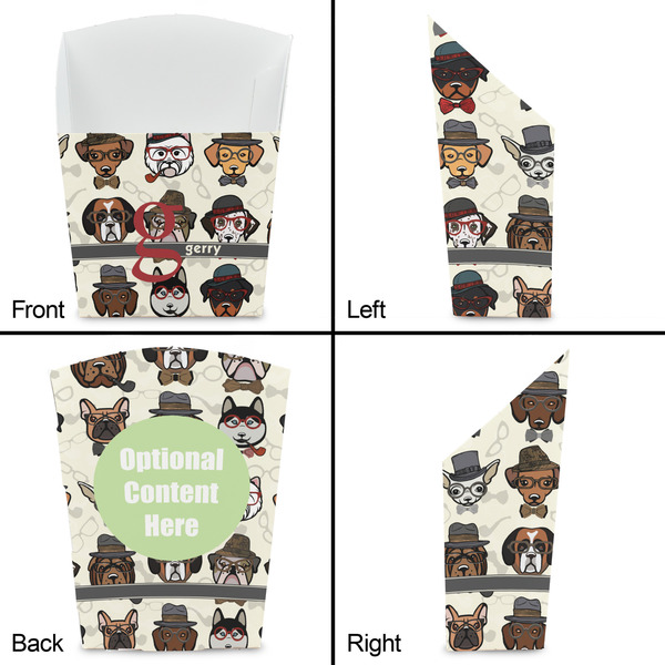 Hipster Dogs French Fry Favor Box - Front & Back View