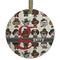 Hipster Dogs Flat Glass Ornament - Round w/ Name and Initial