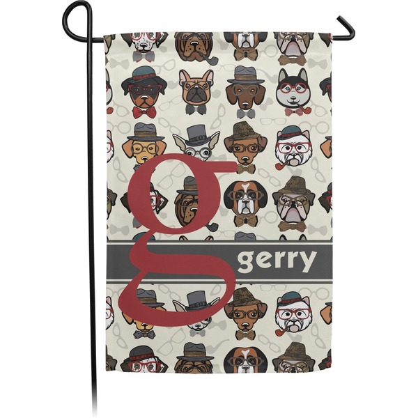 Custom Hipster Dogs Small Garden Flag - Double Sided w/ Name and Initial