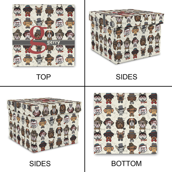 Hipster Dogs Gift Boxes with Lid - Canvas Wrapped - Large - Approval