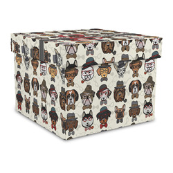 Hipster Dogs Gift Box with Lid - Canvas Wrapped - Large (Personalized)