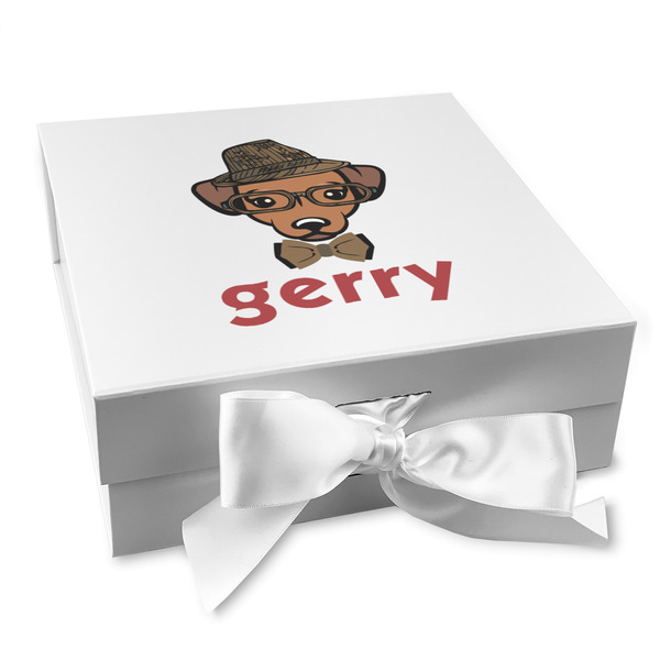 Custom Hipster Dogs Gift Box with Magnetic Lid - White