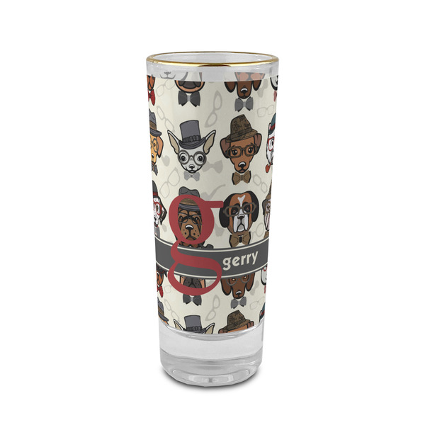 Custom Hipster Dogs 2 oz Shot Glass - Glass with Gold Rim (Personalized)