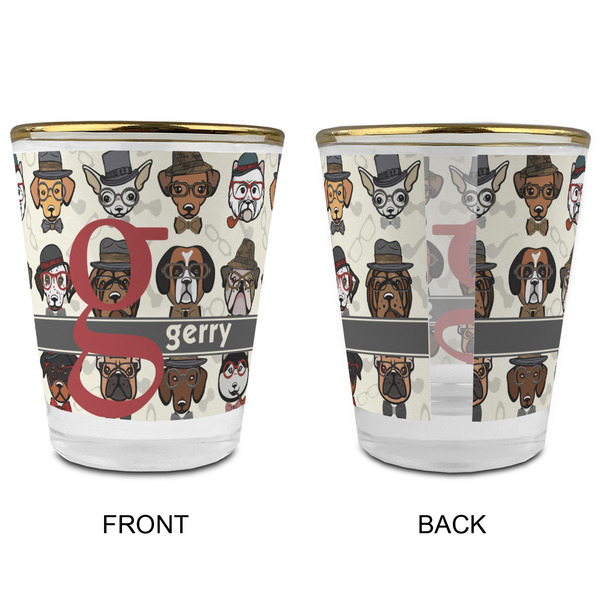 Hipster Dogs Glass Shot Glass - with gold rim - APPROVAL
