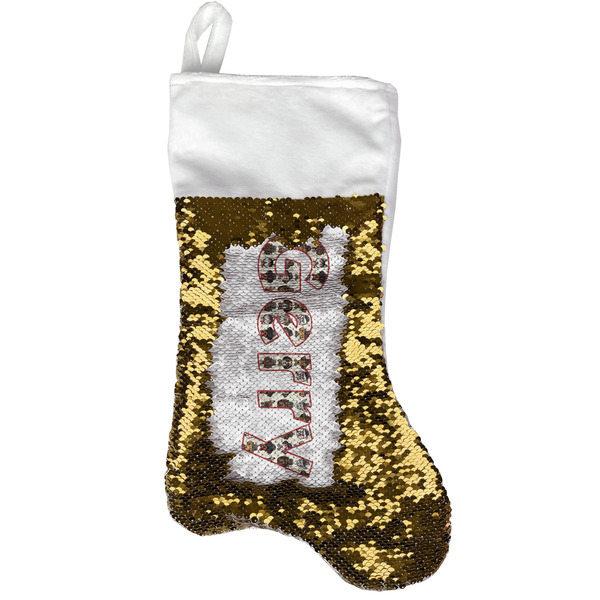Custom Hipster Dogs Reversible Sequin Stocking - Gold (Personalized)