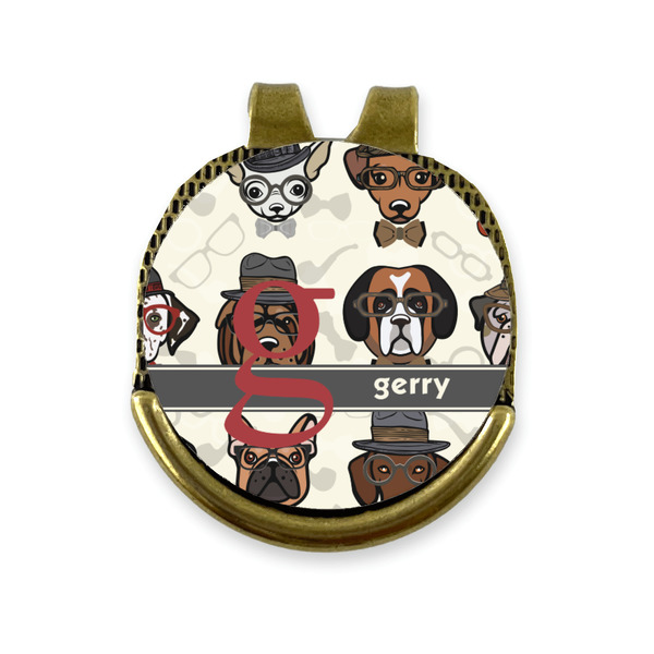 Custom Hipster Dogs Golf Ball Marker - Hat Clip - Gold