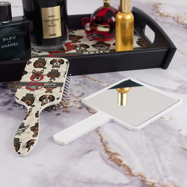 Hipster Dogs Hair Brush - With Hand Mirror