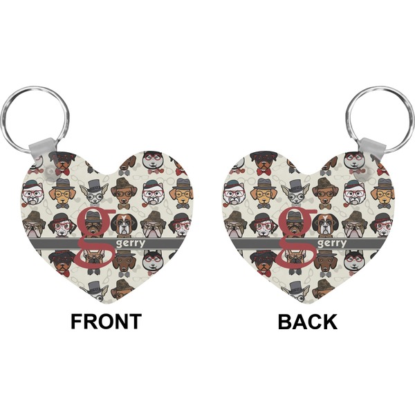 Hipster Dogs Heart Keychain (Front + Back)