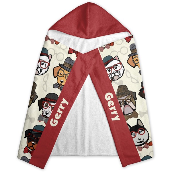 Hipster Dogs Hooded Towel - Folded