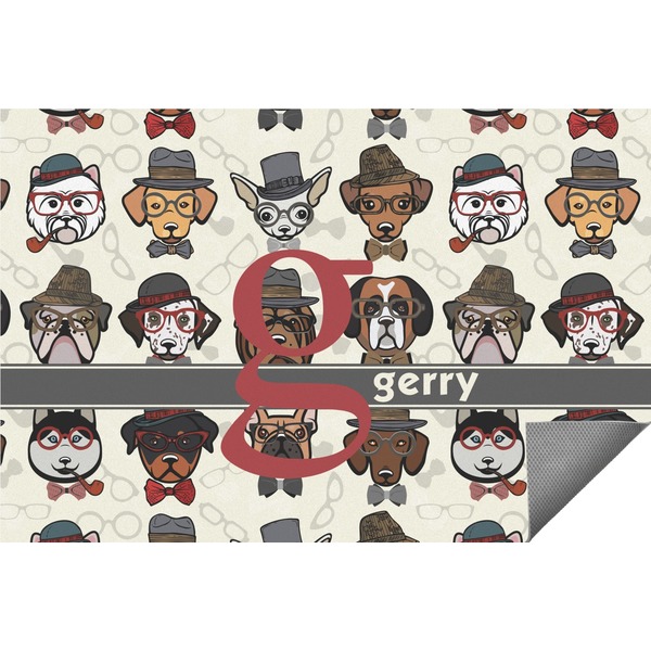 Custom Hipster Dogs Indoor / Outdoor Rug (Personalized)