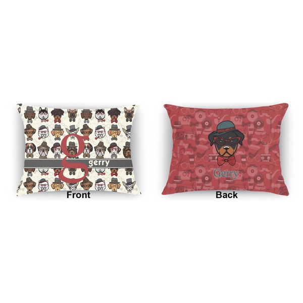 Hipster Dogs  Indoor Rectangular Burlap Pillow (Front and Back)