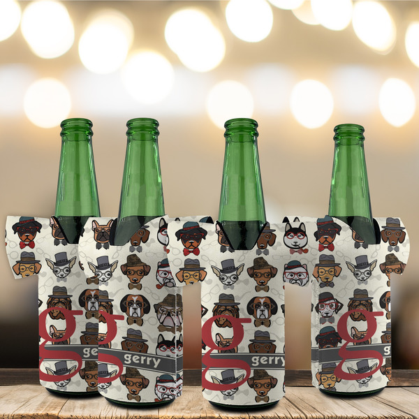 Hipster Dogs Jersey Bottle Cooler - Set of 4 - LIFESTYLE