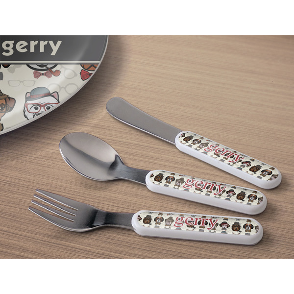 Hipster Dogs Kids Flatware w/ Plate