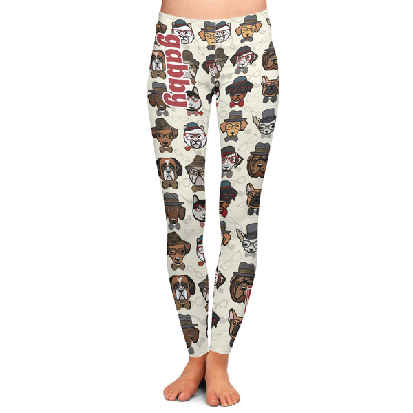 Custom Hipster Dogs Ladies Leggings - Large (Personalized)