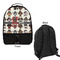 Hipster Dogs Large Backpack - Black - Front & Back View