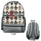 Hipster Dogs Large Backpack - Gray - Front & Back View