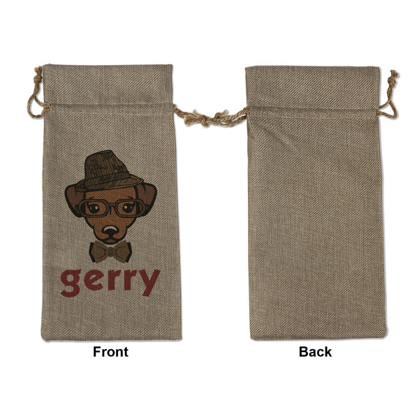 Hipster Dogs Large Burlap Gift Bags - Front Approval