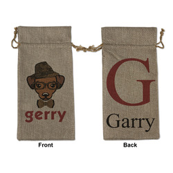Hipster Dogs Large Burlap Gift Bag - Front & Back (Personalized)