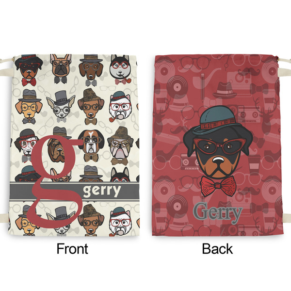 Hipster Dogs Large Laundry Bag - Front & Back View