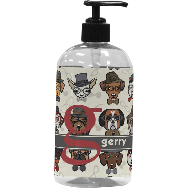 Custom Hipster Dogs Plastic Soap / Lotion Dispenser (16 oz - Large - Black) (Personalized)